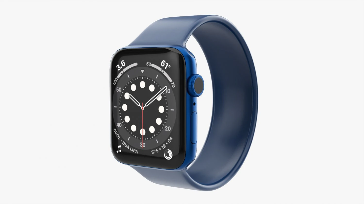 Apple Watch Series 6 Silicone Solo Loop Blue 3D Model .c4d .max .obj .3ds .fbx .stl .blend 