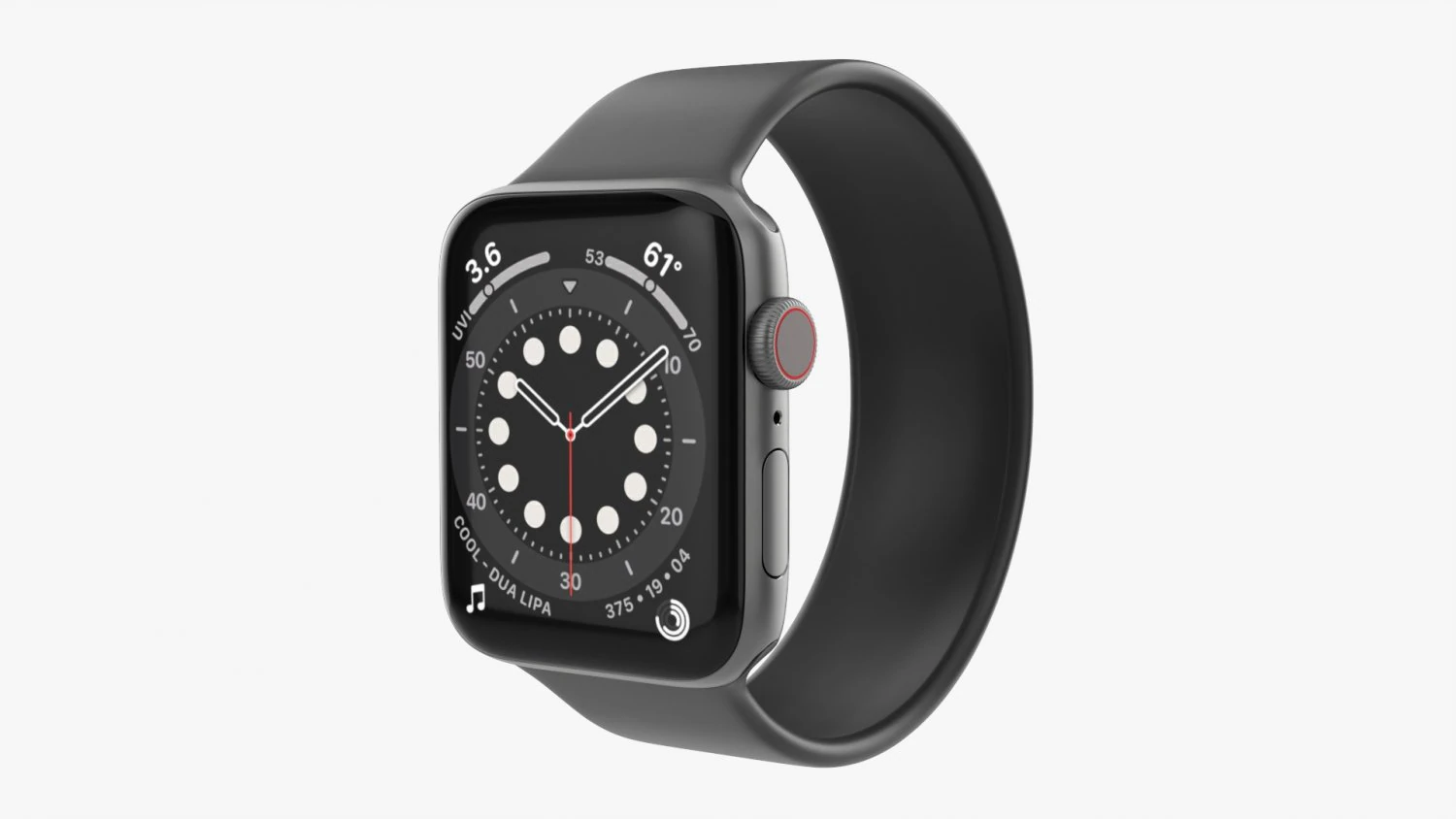 Apple Watch Series 6 Solo Loop in silicone grigio Modello 3D .c4d .max .obj .3ds .fbx .stl .blend 