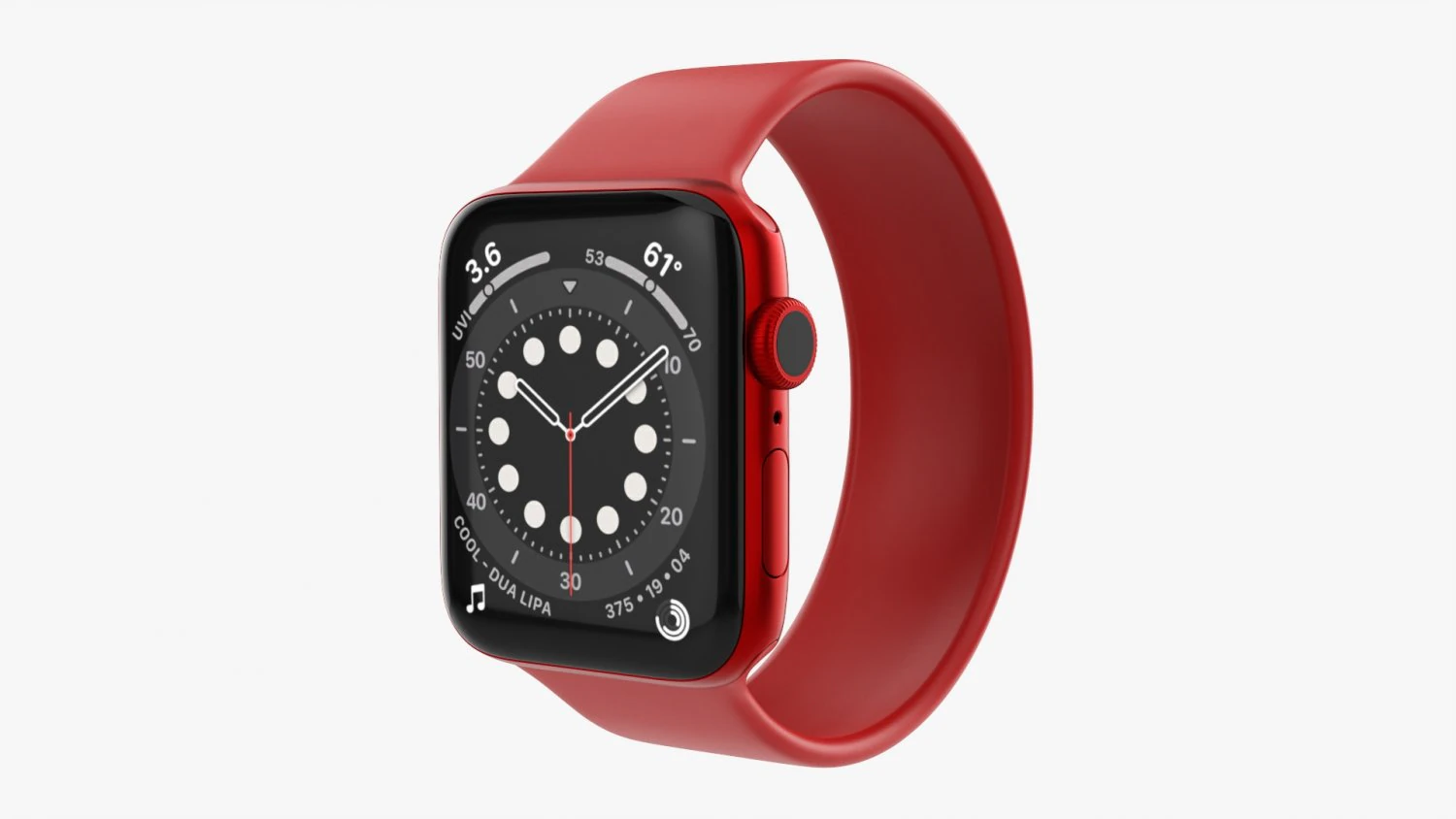 Apple Watch Series 6 Silicone Solo Loop Red 3D Model .c4d .max .obj .3ds .fbx .stl .blend 