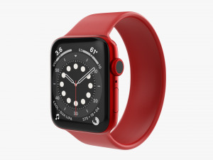 Apple Watch Series 6 Silicone Solo Loop Red 3D Model