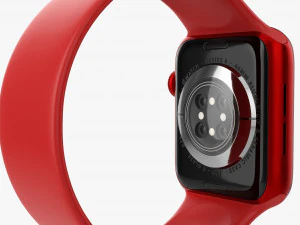 Apple Watch Series 6 Silicone Solo Loop Red 3D Model