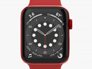 Apple Watch Series 6 Silicone Solo Loop Red 3D Model