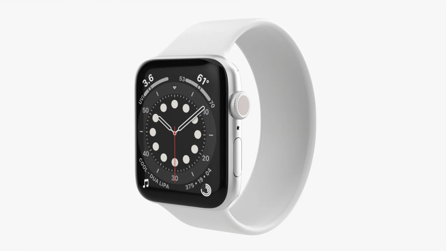Apple Watch Series 6 Silicone Solo Loop Silver 3D Model .c4d .max .obj .3ds .fbx .stl .blend 