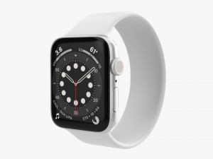 Apple Watch Series 6 Silicone Solo Loop Silver 3D Model