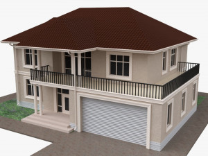 Building Villa Two-Story House With Garage Modelo 3D