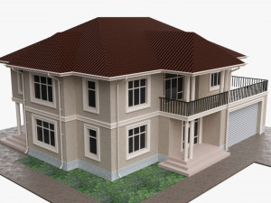 Building Villa Two-Story House With Garage 3Dモデル