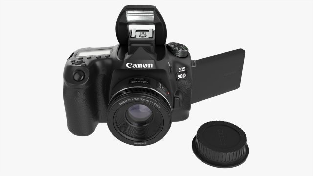 Canon Eos 90d Dslr Camera 50mm F18 Stm Lens 02 Model 3D .c4d .max .obj .3ds .fbx .stl .blend 