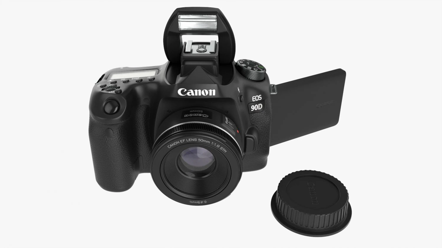 Canon Eos 90d Dslr Camera 50mm F18 Stm Lens 02 3D Model .c4d .max .obj .3ds .fbx .stl .blend 