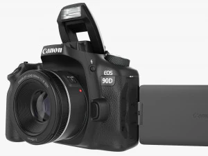 Canon Eos 90d Dslr Camera 50mm F18 Stm Lens 02 3D Model