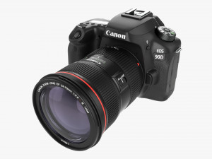 Canon Eos 90d Dslr Camera Ef 24-70mm F28l Ii Usm Lens 01 3D Model