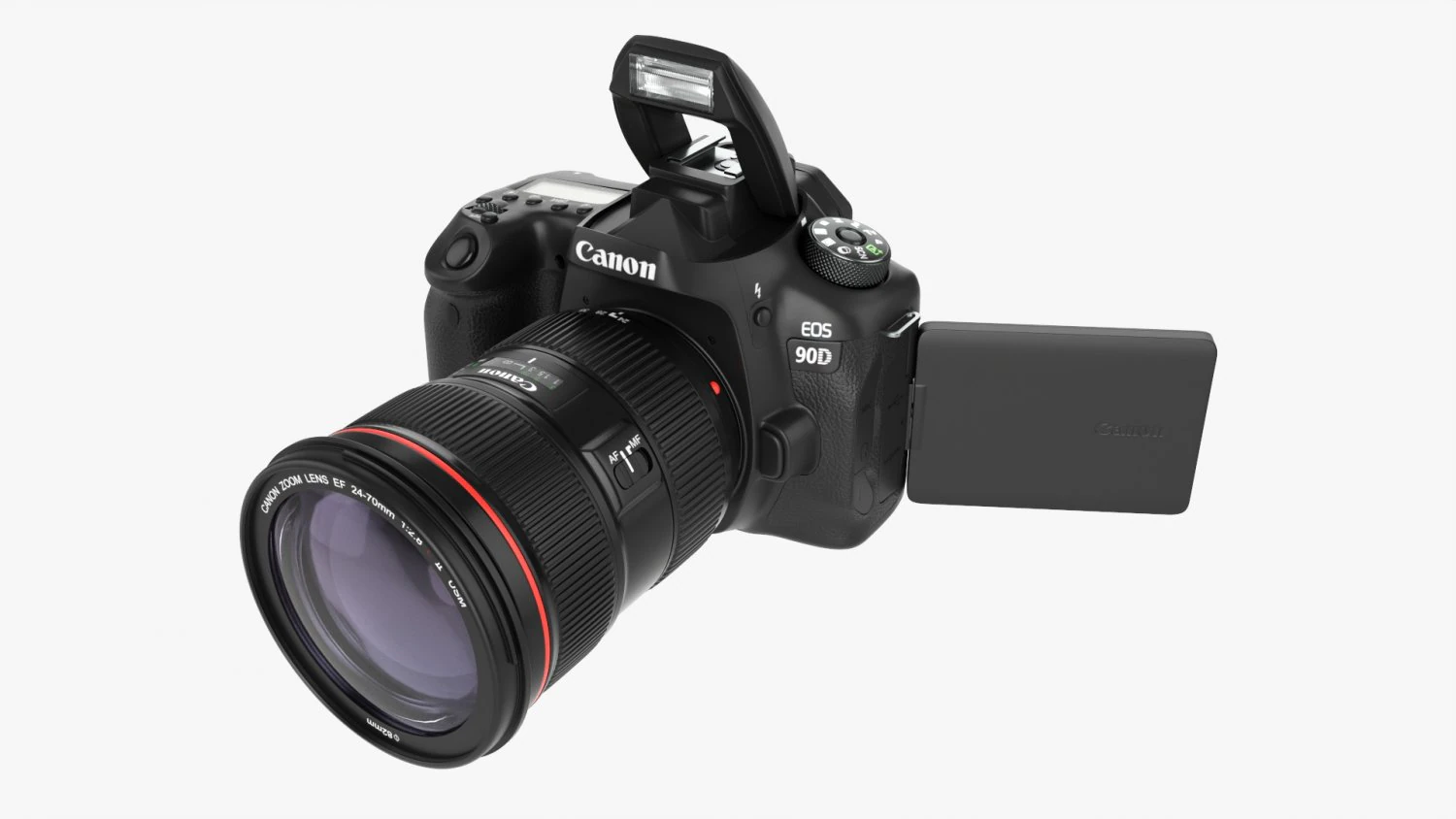 Canon Eos 90d Dslr Camera Ef 24-70mm F28l Ii Usm Lens 02 3D Модель .c4d .max .obj .3ds .fbx .stl .blend 