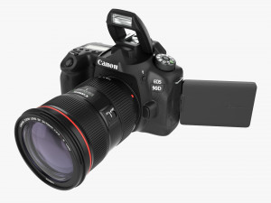Canon Eos 90d Dslr Camera Ef 24-70mm F28l Ii Usm Lens 02 3D Model