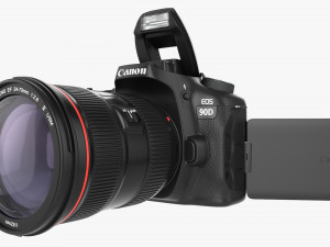 Canon Eos 90d Dslr Camera Ef 24-70mm F28l Ii Usm Lens 02 3D Модель