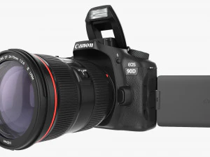 Canon Eos 90d Dslr Camera Ef 24-70mm F28l Ii Usm Lens 02 3D Модель