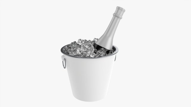 Champagne Bottle In Bucket With Ice 3D 모델 .c4d .max .obj .3ds .fbx .stl .blend 