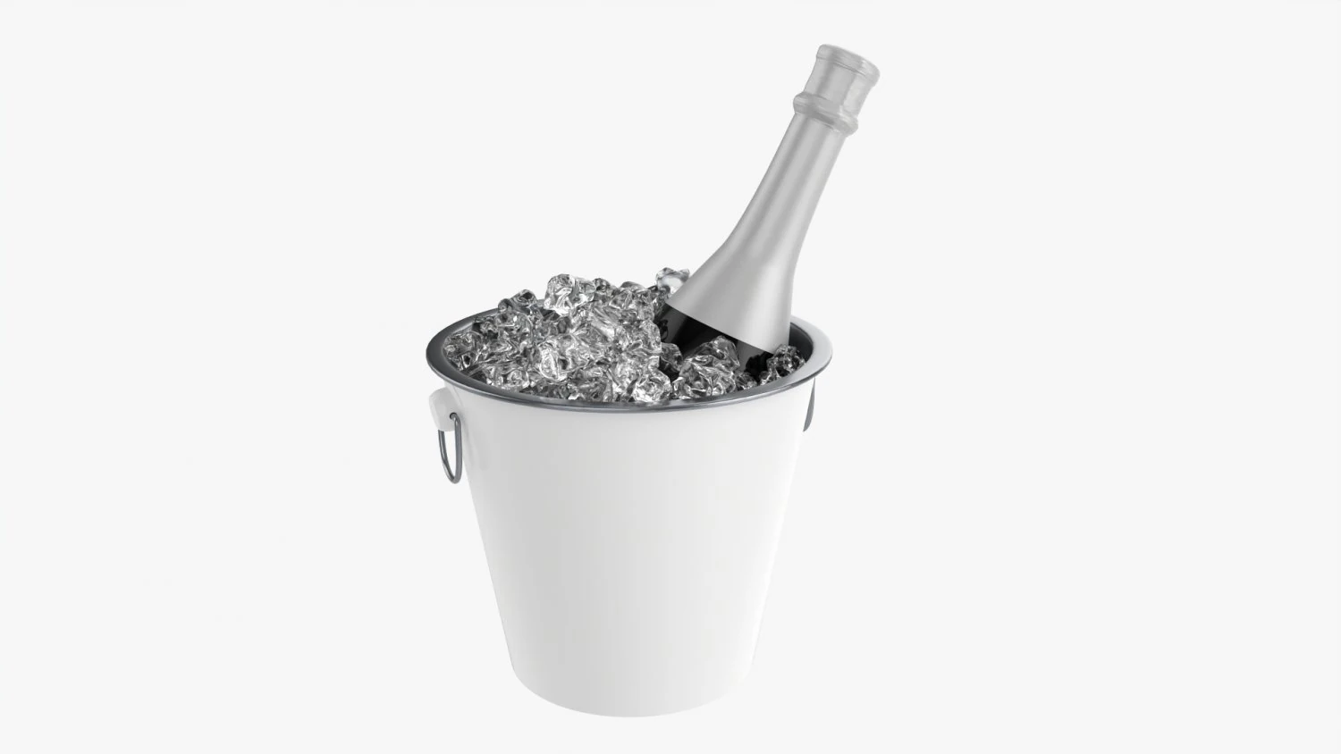 Champagne Bottle In Bucket With Ice 3D Model .c4d .max .obj .3ds .fbx .stl .blend 