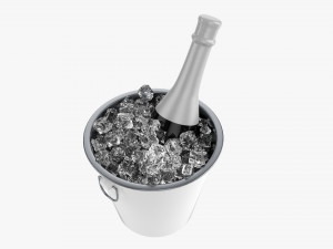 Champagne Bottle In Bucket With Ice 3D 모델