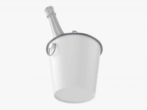Champagne Bottle In Bucket With Ice 3D Model