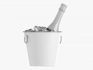 Champagne Bottle In Bucket With Ice 3D Model