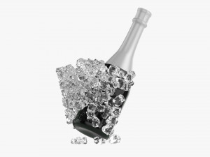 Champagne Bottle In Bucket With Ice 3D 모델
