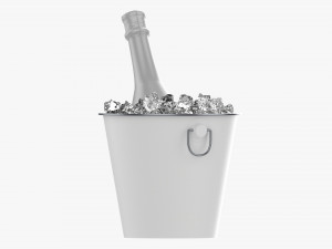 Champagne Bottle In Bucket With Ice 3D 모델