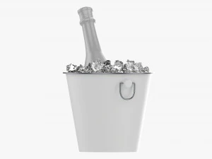 Champagne Bottle In Bucket With Ice 3D Model