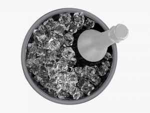 Champagne Bottle In Bucket With Ice 3D 모델