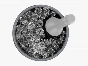Champagne Bottle In Bucket With Ice 3D Model