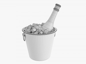 Champagne Bottle In Bucket With Ice 3D 모델
