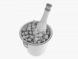 Champagne Bottle In Bucket With Ice 3D Model