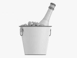 Champagne Bottle In Bucket With Ice 3D 모델