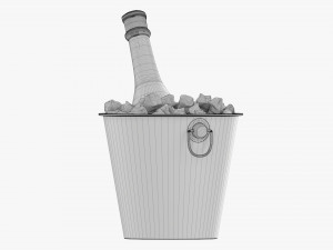 Champagne Bottle In Bucket With Ice 3D 모델