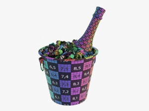 Champagne Bottle In Bucket With Ice 3D Model