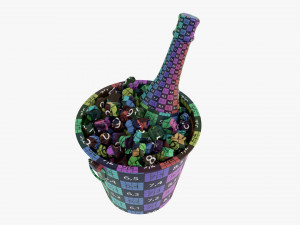 Champagne Bottle In Bucket With Ice 3D 모델