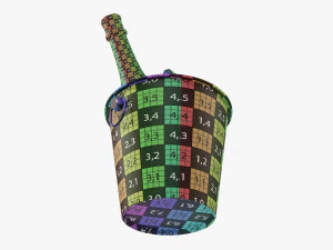 Champagne Bottle In Bucket With Ice 3D Model