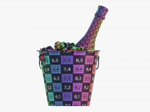 Champagne Bottle In Bucket With Ice 3D Model