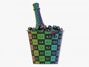 Champagne Bottle In Bucket With Ice 3D 모델
