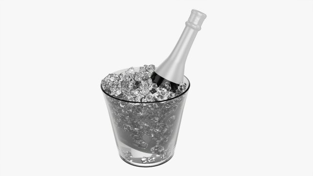 Champagne Bottle In Glass Bucket With Ice Modèle 3D .c4d .max .obj .3ds .fbx .stl .blend 