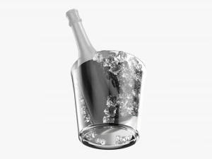 Champagnerflasche im Glaseimer mit Eis 3D Modell