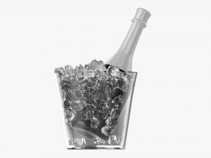 Champagne Bottle In Glass Bucket With Ice Modèle 3D