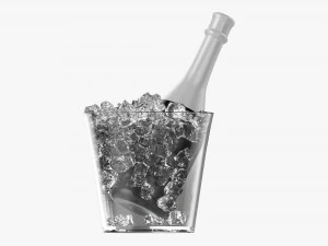Champagnerflasche im Glaseimer mit Eis 3D Modell