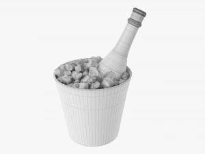 Champagnerflasche im Glaseimer mit Eis 3D Modell