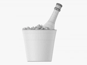 Champagnerflasche im Glaseimer mit Eis 3D Modell