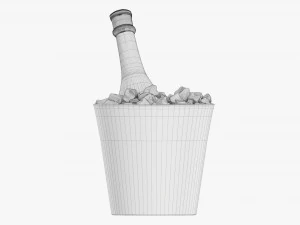 Champagnerflasche im Glaseimer mit Eis 3D Modell