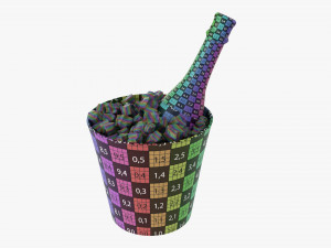 Champagne Bottle In Glass Bucket With Ice Modèle 3D