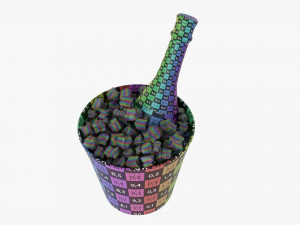 Champagne Bottle In Glass Bucket With Ice Modèle 3D