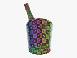 Champagnerflasche im Glaseimer mit Eis 3D Modell