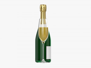 Champagne Bottle With Glass Modèle 3D