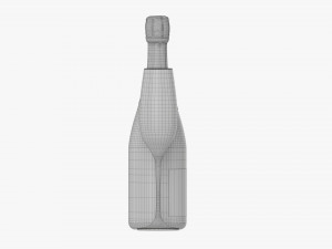 Champagne Bottle With Glass Modèle 3D