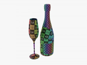 Champagne Bottle With Glass Modèle 3D